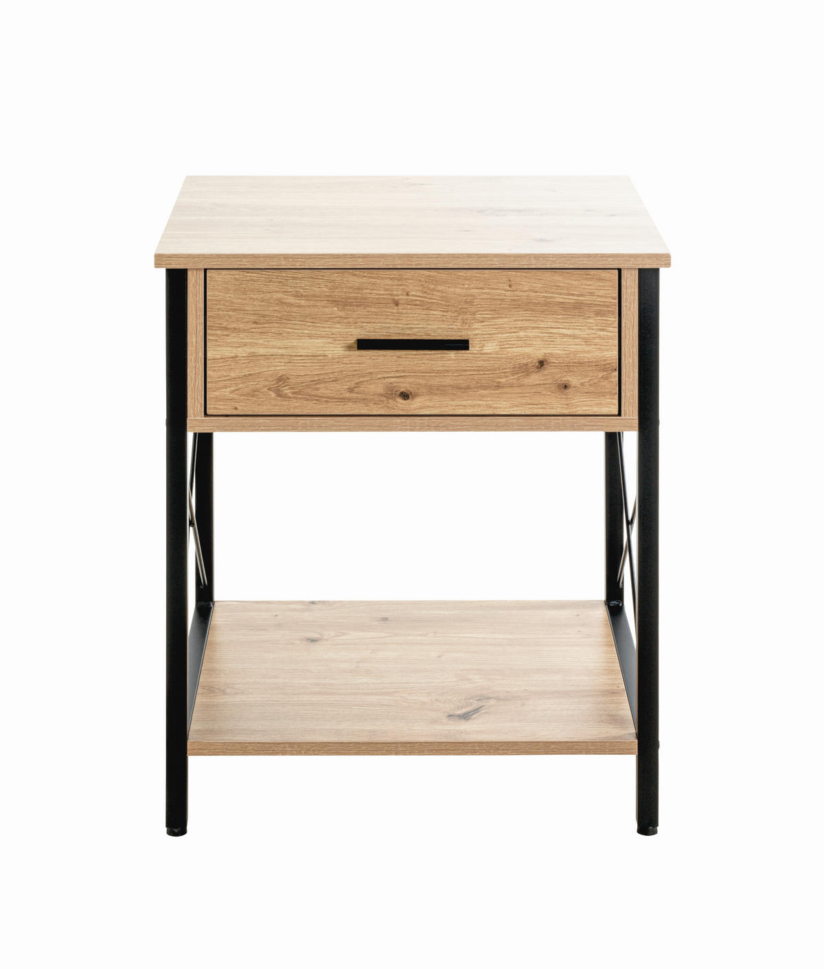 BEISTELLTISCH in Metall, Holzwerkstoff 45/40/60 cm  - Eichefarben/Schwarz, Design, Holzwerkstoff/Metall (45/40/60cm)