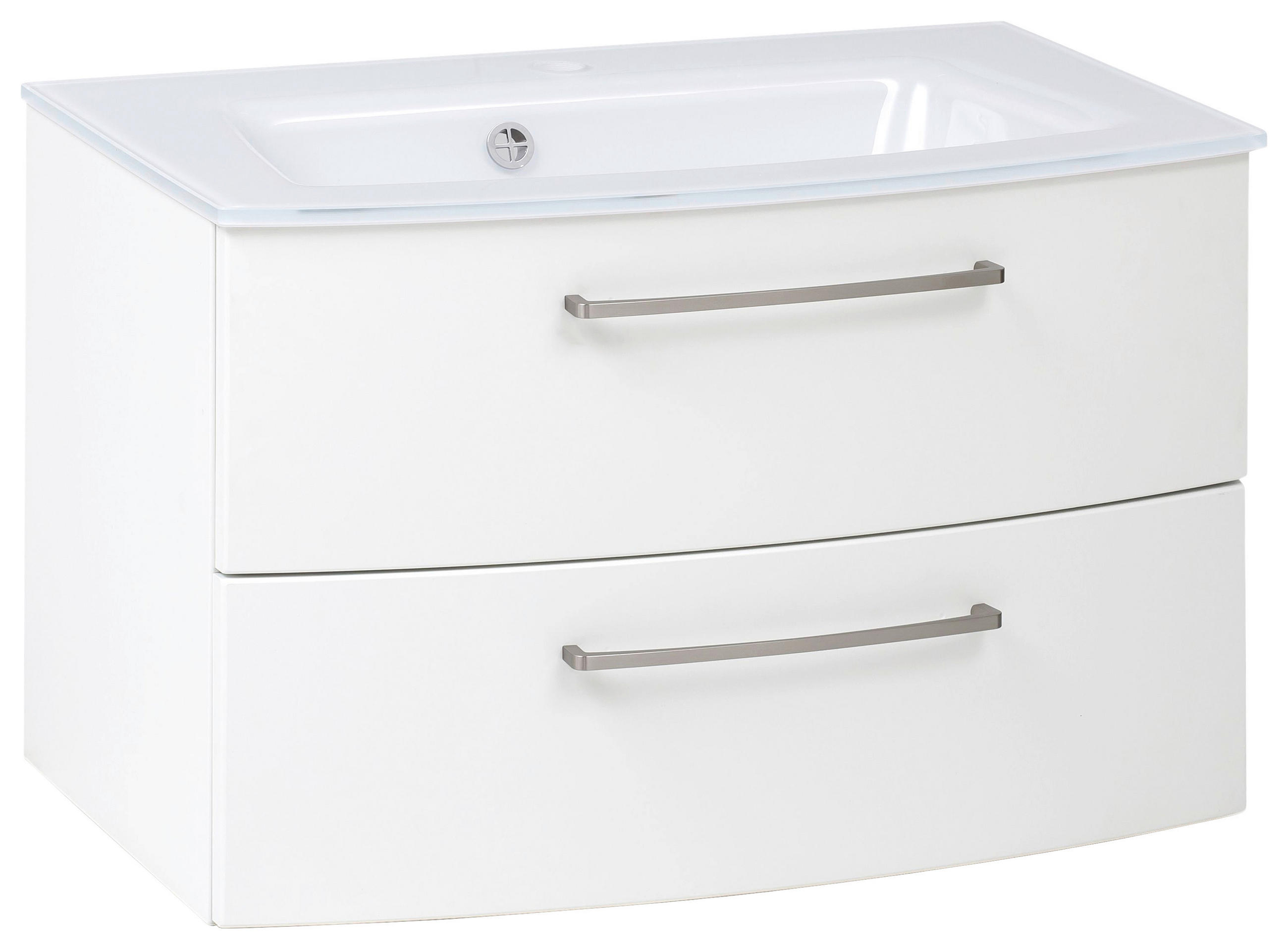 WASCHTISCHKOMBI 80 cm - Weiss/Alufarben, Konventionell, Glas/Holzwerkstoff (80cm) - Held