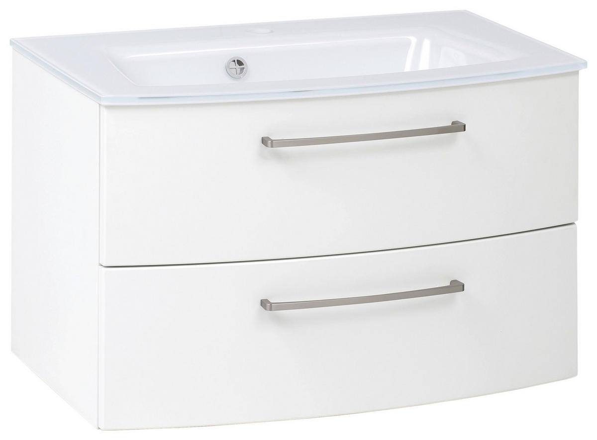 WASCHTISCHKOMBI 80 cm  - Weiss/Alufarben, Konventionell, Glas/Holzwerkstoff (80cm) - Held