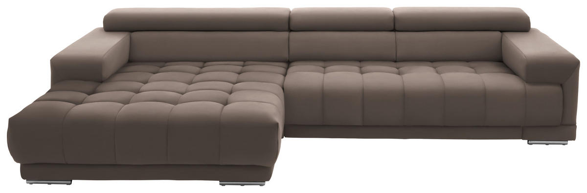ECKSOFA Mikrofaser Greige  - Greige/Silberfarben, Design, Textil/Metall (190/335cm) - Beldomo Speed