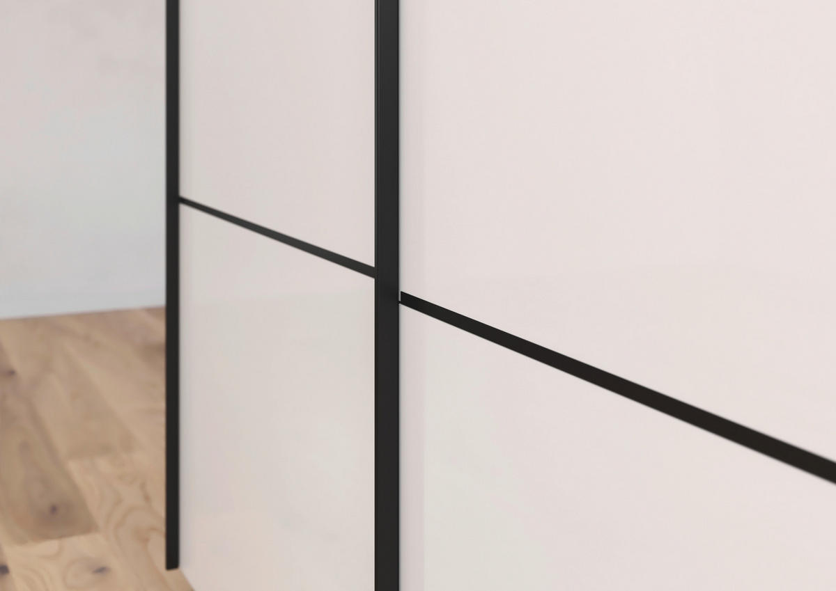 SCHWEBETÜRENSCHRANK in Schwarz, Weiss  - Weiss/Schwarz, Konventionell, Glas/Holzwerkstoff (301/223/68cm) - Novel