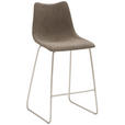 BARHOCKER Lederlook Schlammfarben, Edelstahlfarben  - Edelstahlfarben/Schlammfarben, Design, Textil/Metall (49/99/51cm) - Novel