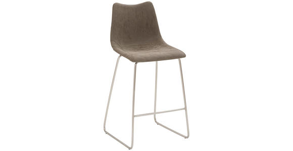 BARHOCKER Lederlook Schlammfarben, Edelstahlfarben  - Edelstahlfarben/Schlammfarben, Design, Textil/Metall (49/99/51cm) - Novel