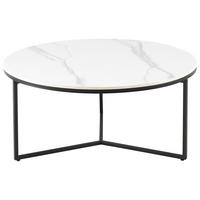 COUCHTISCH in Metall, Keramik 80/80/37 cm  - Weiss/Schwarz, Design, Keramik/Metall (80/80/37cm) - Livetastic