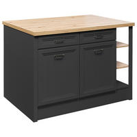 KÜCHENINSEL   in Anthrazit, Eiche Artisan  - Anthrazit/Silberfarben, Design, Holzwerkstoff/Metall (130/91,5/90cm) - MID.YOU