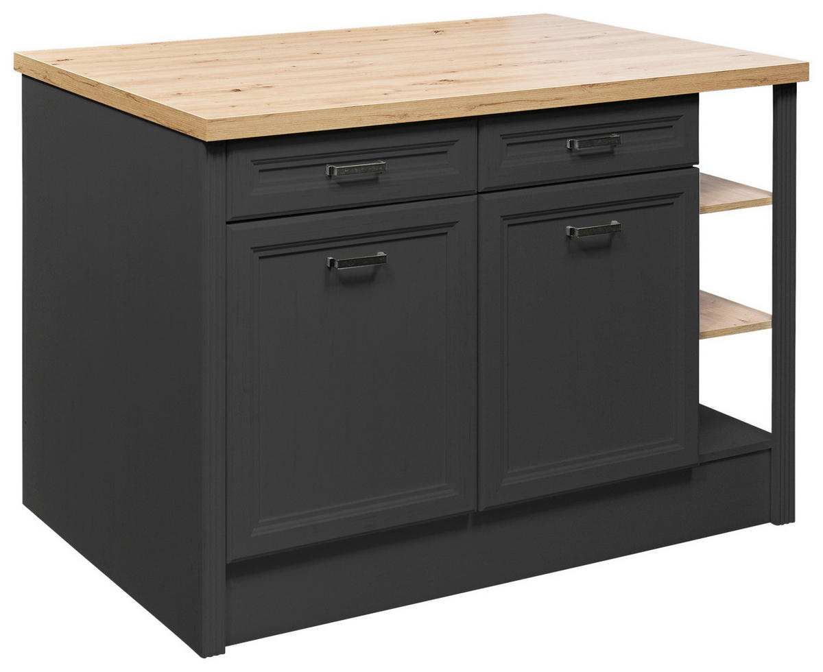 KÜCHENINSEL   in Anthrazit, Eiche Artisan  - Anthrazit/Silberfarben, Design, Holzwerkstoff/Metall (130/91,5/90cm) - MID.YOU