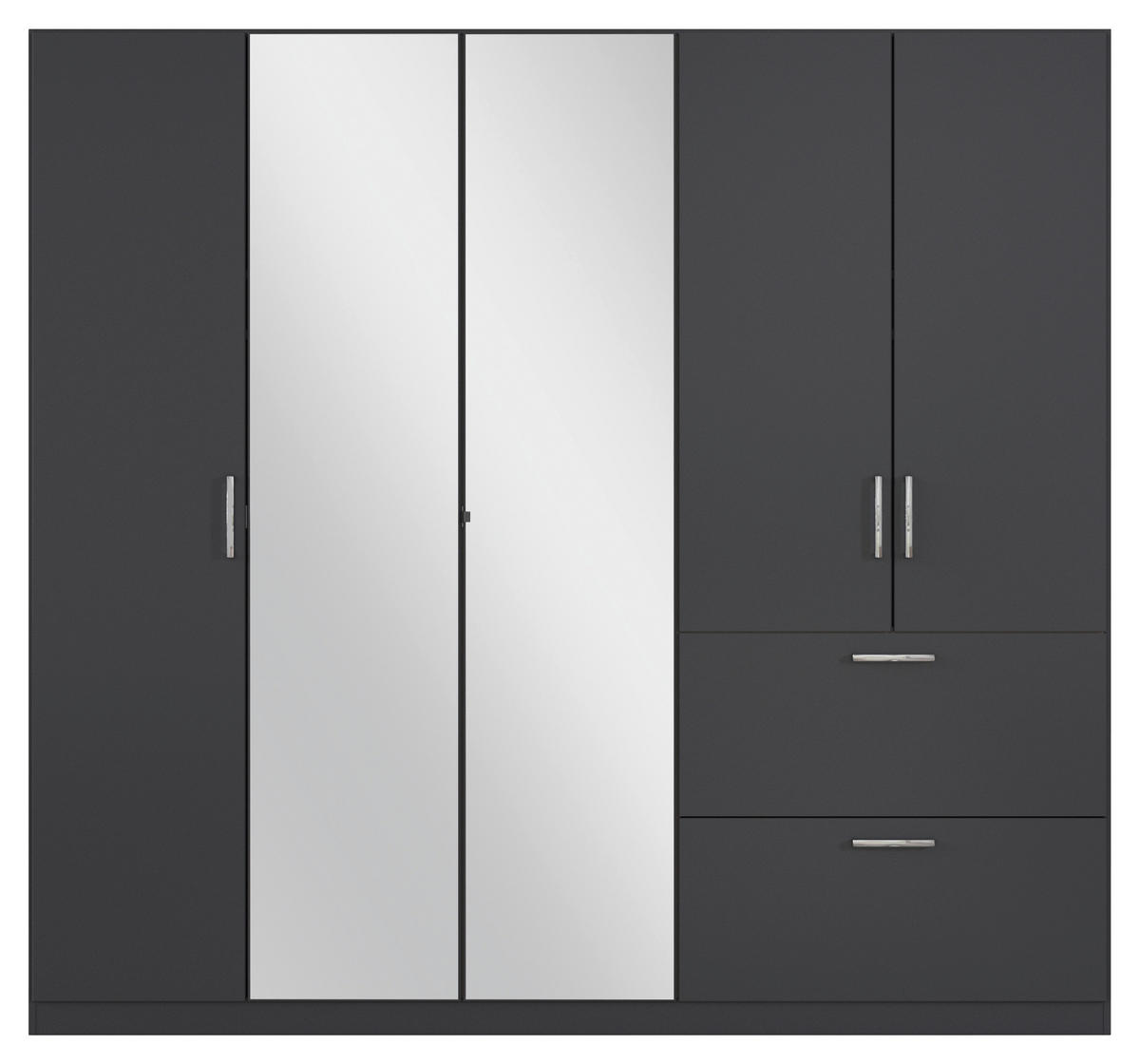 DREHTÜRENSCHRANK in Grau  - Chromfarben/Grau, Modern, Holzwerkstoff/Kunststoff (225/210/54cm) - Rauch Möbel