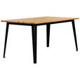 ESSTISCH 160/90/76 cm Nachbildung  Metall, Holzwerkstoff rechteckig Schwarz, Eichefarben  - Eichefarben/Schwarz, Basics, Holzwerkstoff/Metall (160/90/76cm) - Carryhome