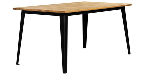 ESSTISCH 160/90/76 cm Nachbildung  Metall, Holzwerkstoff rechteckig Schwarz, Eichefarben  - Eichefarben/Schwarz, Basics, Holzwerkstoff/Metall (160/90/76cm) - Carryhome