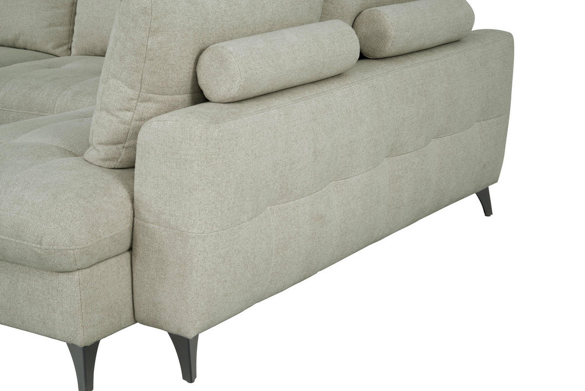 WOHNLANDSCHAFT Naturfarben Chenille  - Schwarz/Naturfarben, KONVENTIONELL, Textil/Metall (160/340/188cm) - Xora