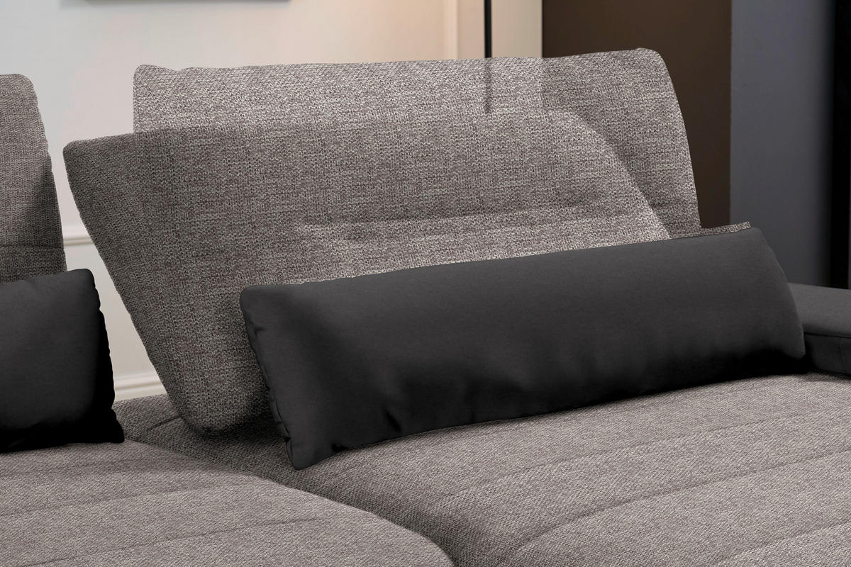 ECKSOFA in Webstoff Graubraun  - Graubraun/Schwarz, Konventionell, Textil/Metall (273/191cm) - Carryhome