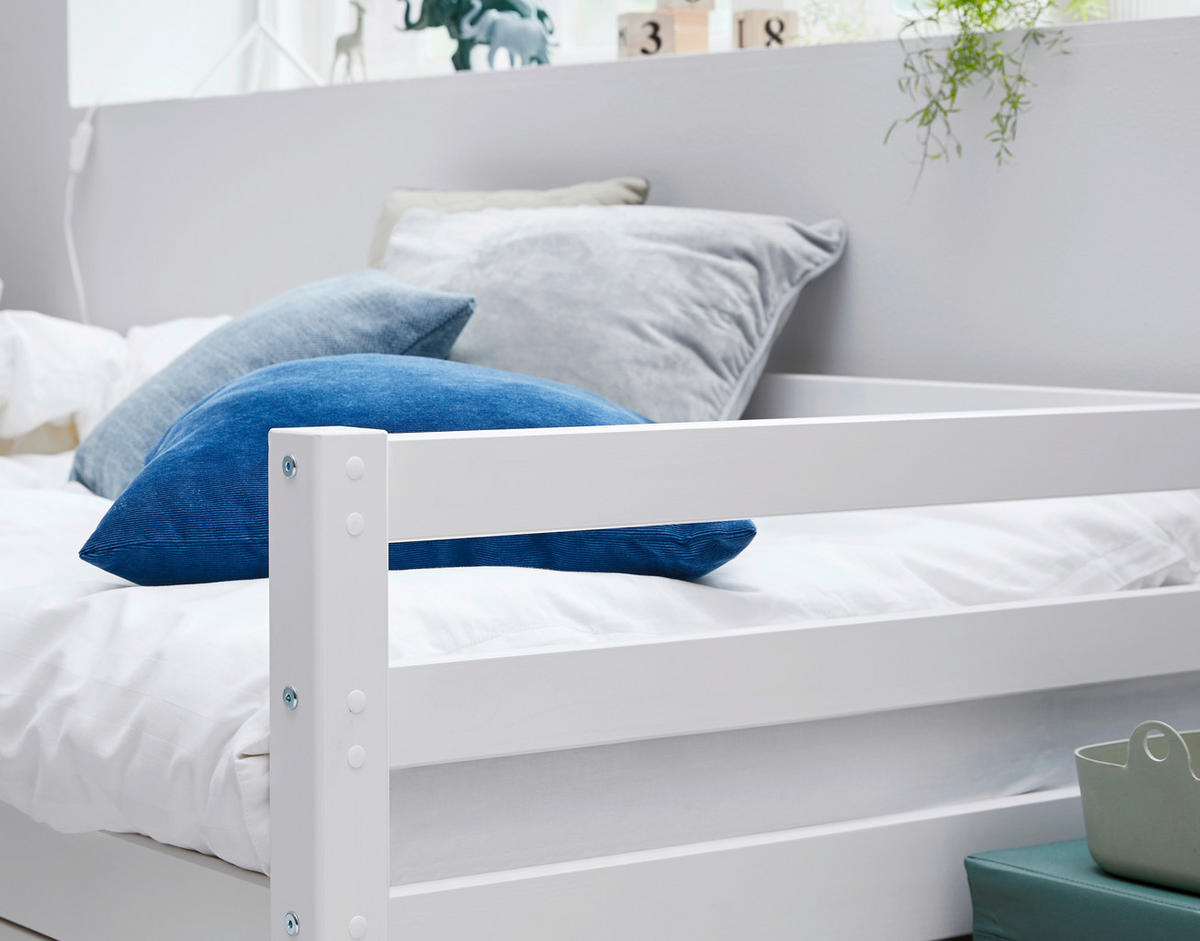 BETT 90/200 cm,  in Weiß, Lattenrost  - Weiß, MODERN, Holz (90/200cm) - Chameo