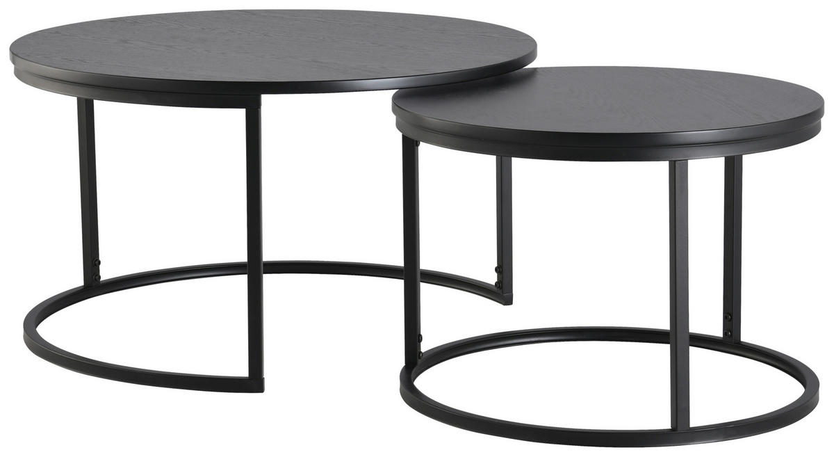 COUCHTISCHSET rund Schwarz  - Schwarz, Design, Holzwerkstoff/Metall (80/60/45/42/80/60cm) - MID.YOU