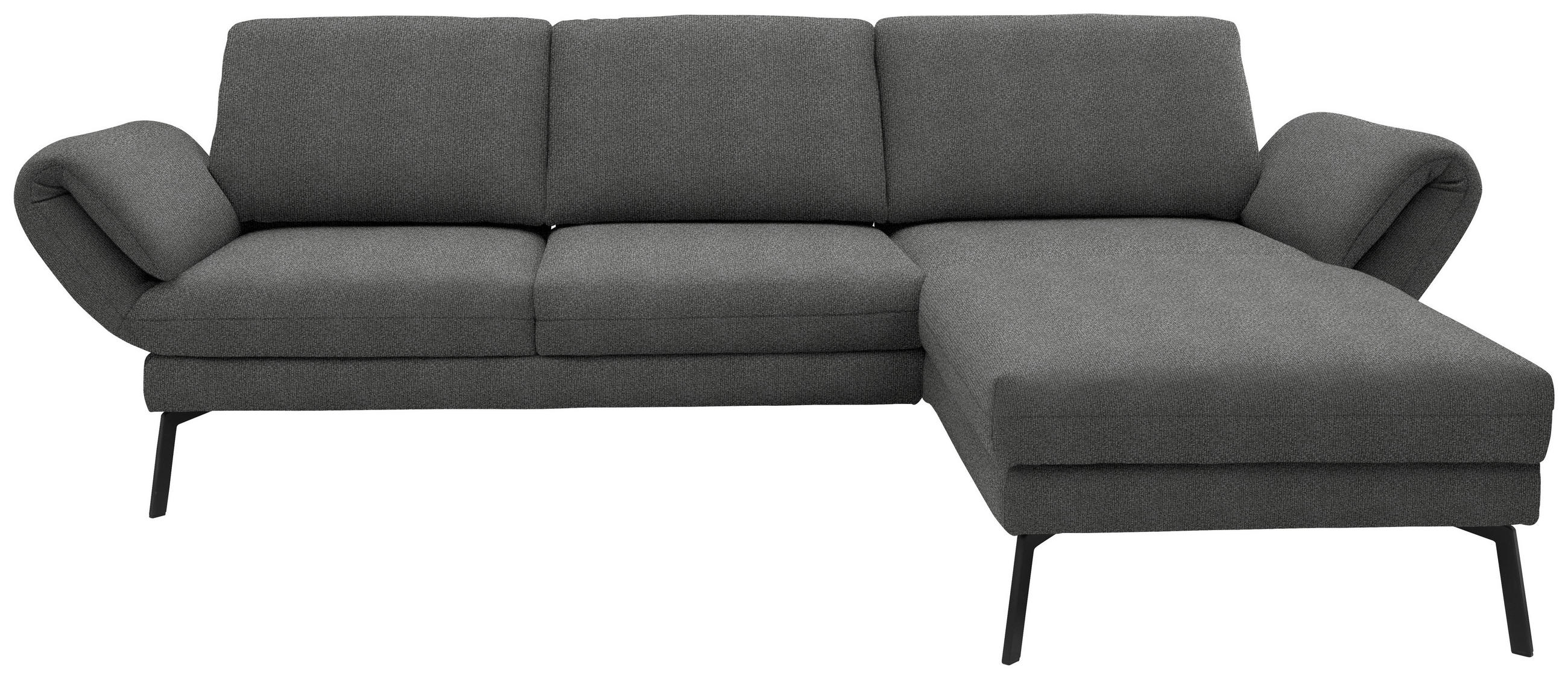 ECKSOFA  in Flachgewebe Dunkelgrau  255-365/175-224 cm  - Dunkelgrau/Schwarz, Design, Textil/Metall (255-365/175-224cm) - Dieter Knoll