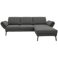 ECKSOFA  in Flachgewebe Dunkelgrau  255-365/175-224 cm  - Dunkelgrau/Schwarz, Design, Textil/Metall (255-365/175-224cm) - Dieter Knoll