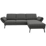 ECKSOFA  in Flachgewebe Dunkelgrau  255-365/175-224 cm  - Dunkelgrau/Schwarz, Design, Textil/Metall (255-365/175-224cm) - Dieter Knoll