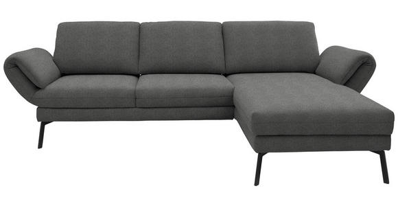ECKSOFA  in Flachgewebe Dunkelgrau  255-365/175-224 cm  - Dunkelgrau/Schwarz, Design, Textil/Metall (255-365/175-224cm) - Dieter Knoll
