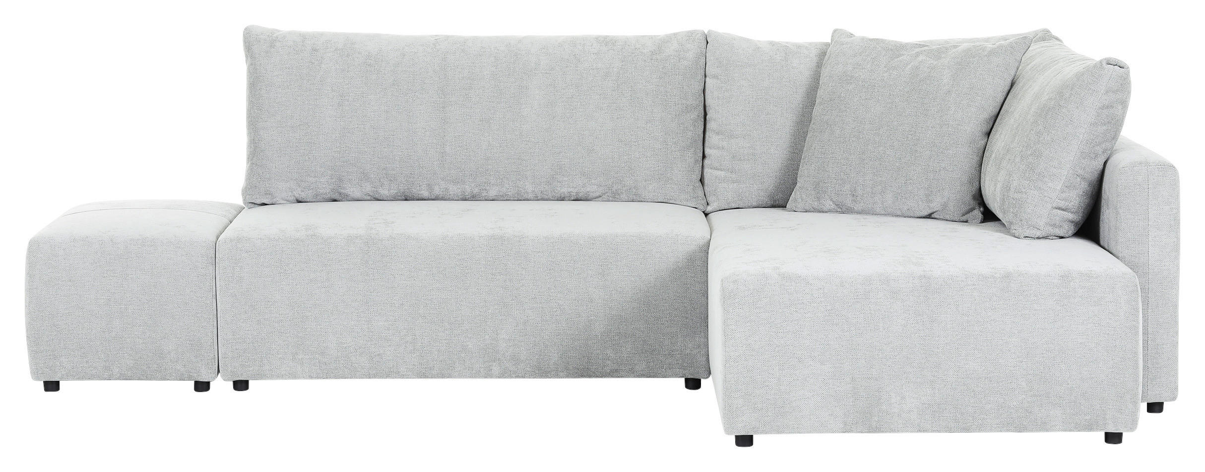 ECKSOFA Hellgrau Flachgewebe  - Hellgrau/Schwarz, KONVENTIONELL, Kunststoff/Textil (295/200cm) - Carryhome