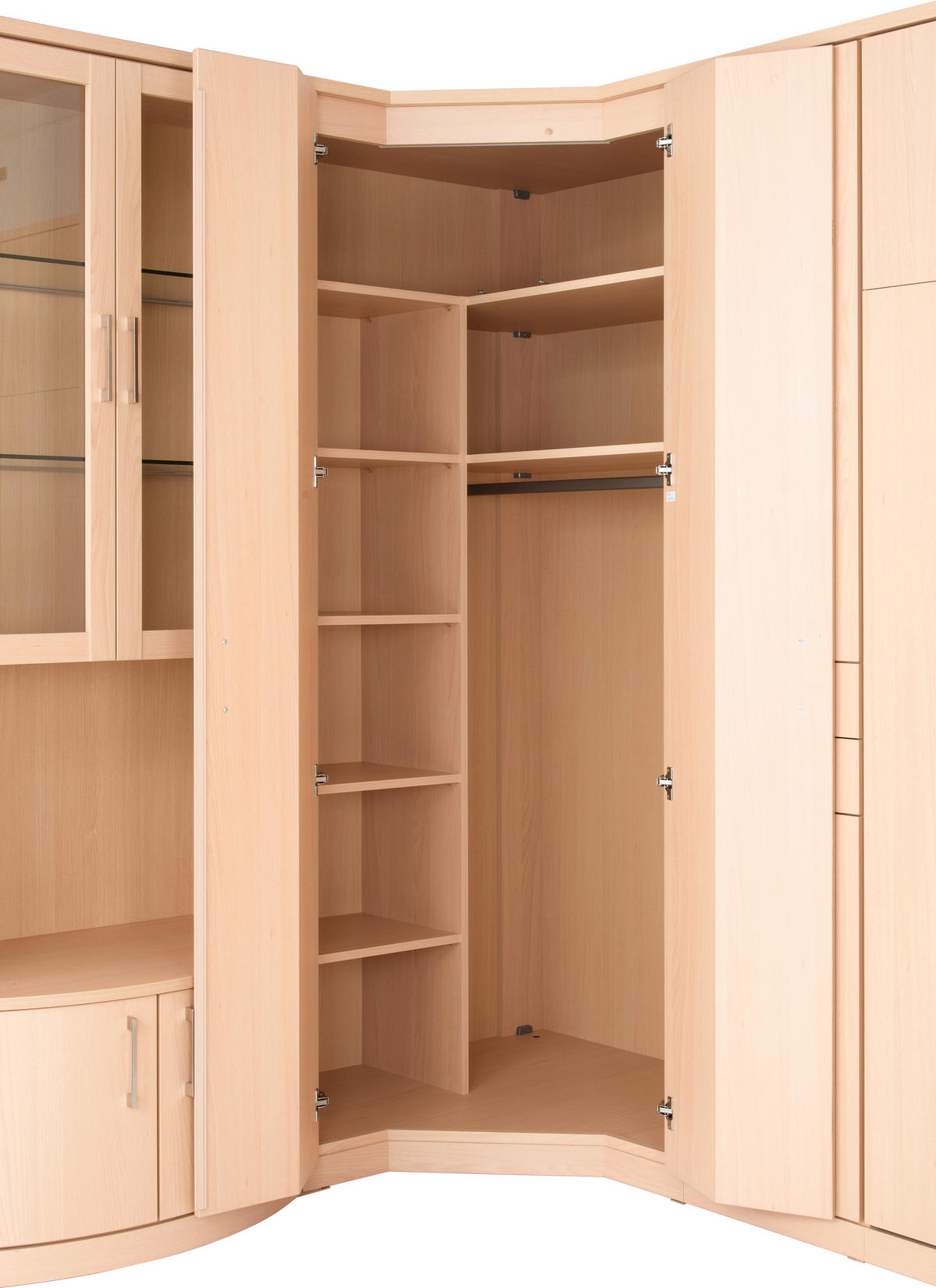WOHNWAND  in Weiß, Ahornfarben, Buchefarben, Erlefarben, Kirschbaumfarben   - Chromfarben/Kirschbaumfarben, KONVENTIONELL, Glas/Holzwerkstoff