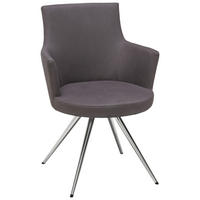 ARMLEHNSTUHL Stahl Mikrofaser  - Edelstahlfarben/Anthrazit, Design, Textil/Metall (60/87/62cm) - Venjakob