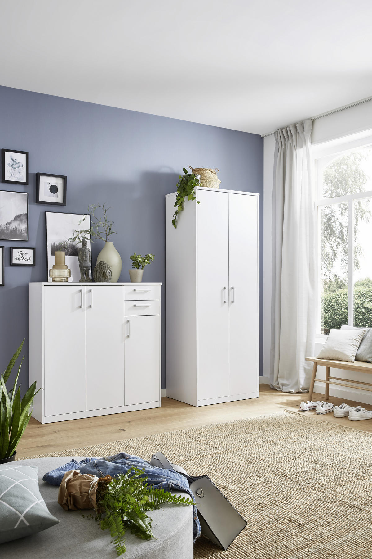 VIACÚČELOVÁ SKRIŇA, biela, 72/194/36 cm - čierna/biela, Konventionell, kompozitné drevo/plast (72/194/36cm) - Xora