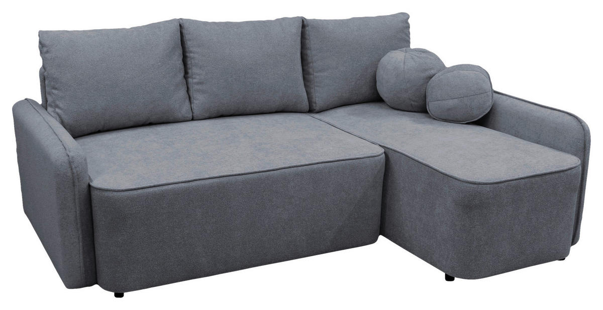 ECKSOFA in Struktur, Bouclé Grau  - Schwarz/Grau, Design, Kunststoff/Textil (209/143cm) - MID.YOU