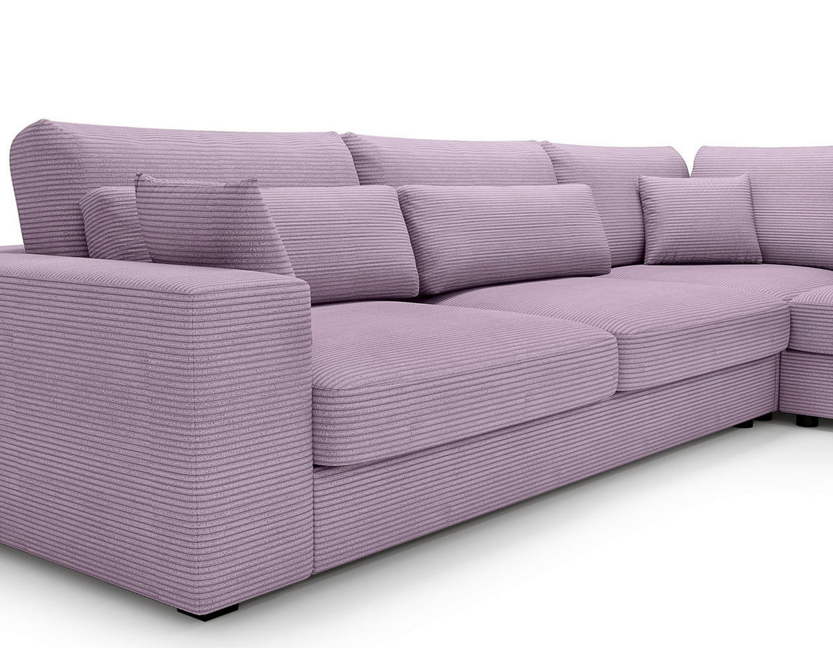 ECKSOFA in Cord Violett  - Violett/Schwarz, Konventionell, Kunststoff/Textil (314/250cm) - Carryhome