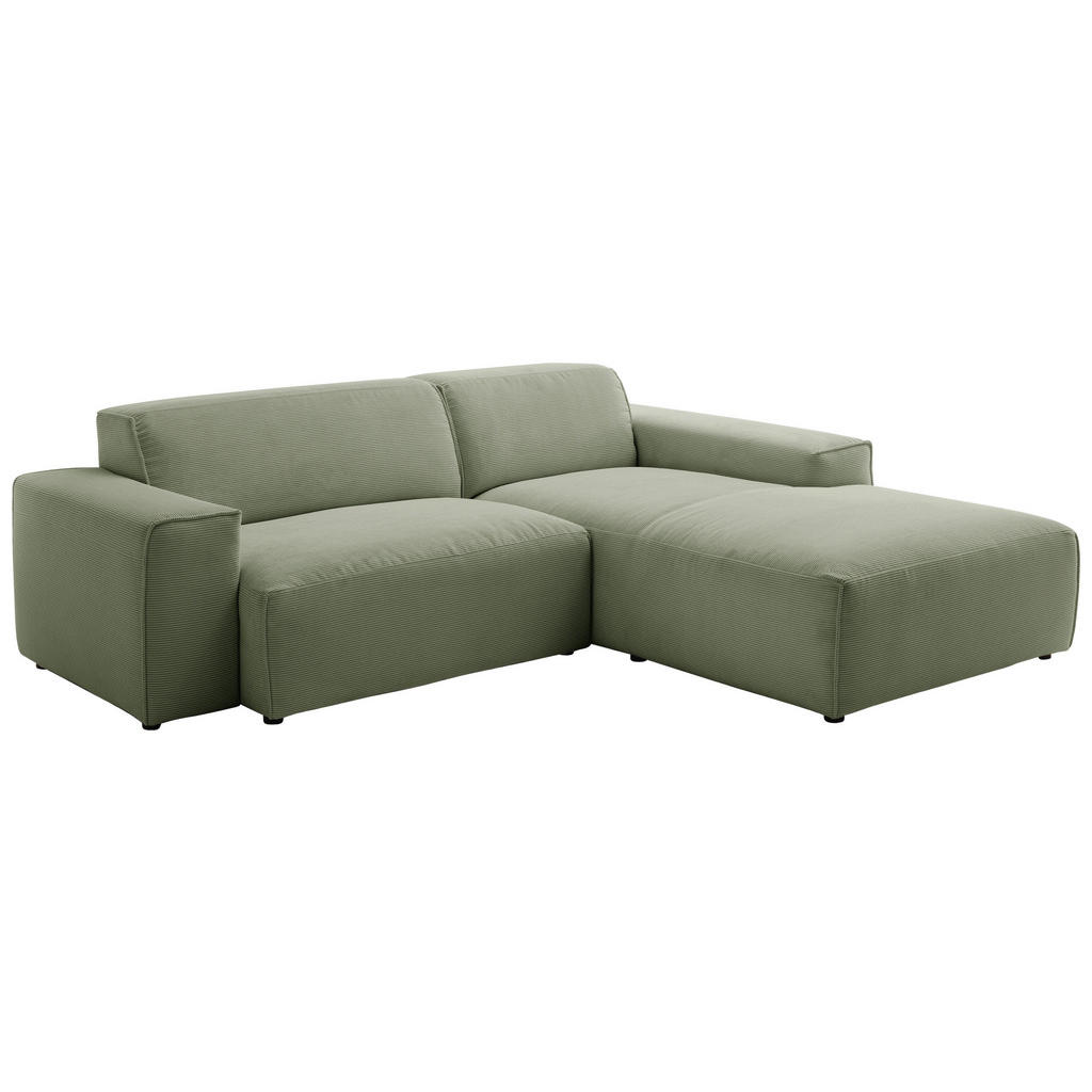 Thumbnail - Pure Home Lifestyle Ecksofa, Olivgrün, Textil, 3-Sitzer, Ottomane rechts, L-Form, 230x189 cm, Goldenes M, Oeko-Tex® Stan...