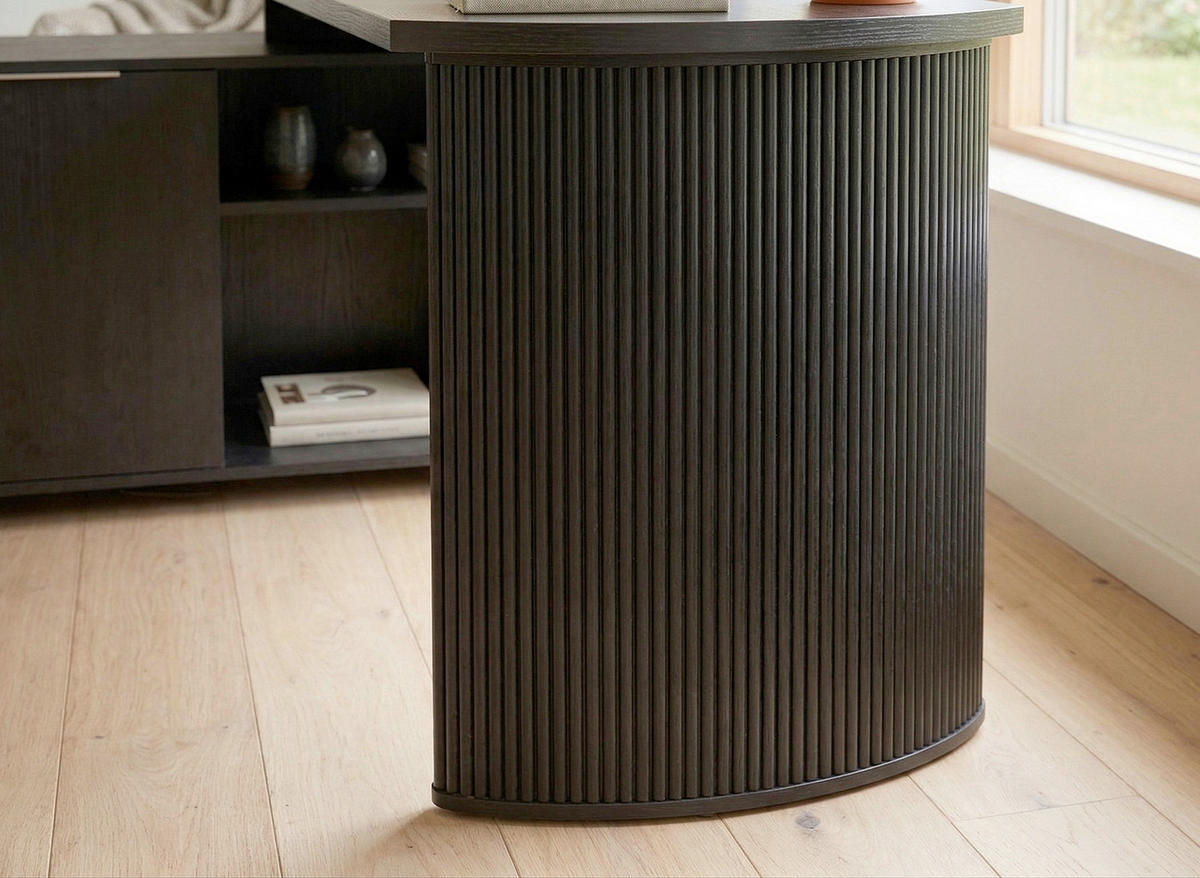 ECKSCHREIBTISCH 150/120/75 cm Schwarz, Eichefarben Kabeldurchlass, Stauraum, seitenverkehrt montierbar  - Eichefarben/Silberfarben, Modern, Holzwerkstoff/Metall (150/120/75cm) - MID.YOU