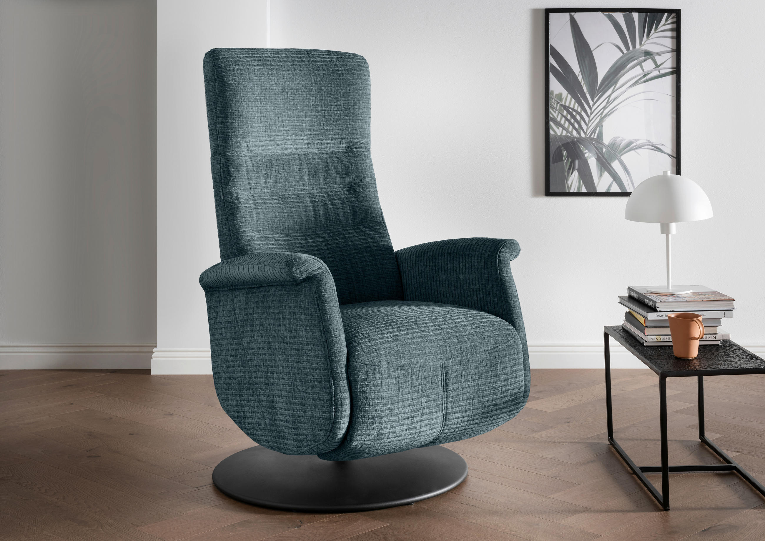 RELAXSESSEL in Textil Blau  - Blau/Schwarz, Modern, Textil/Metall (72/118/85-165cm) - Livetastic