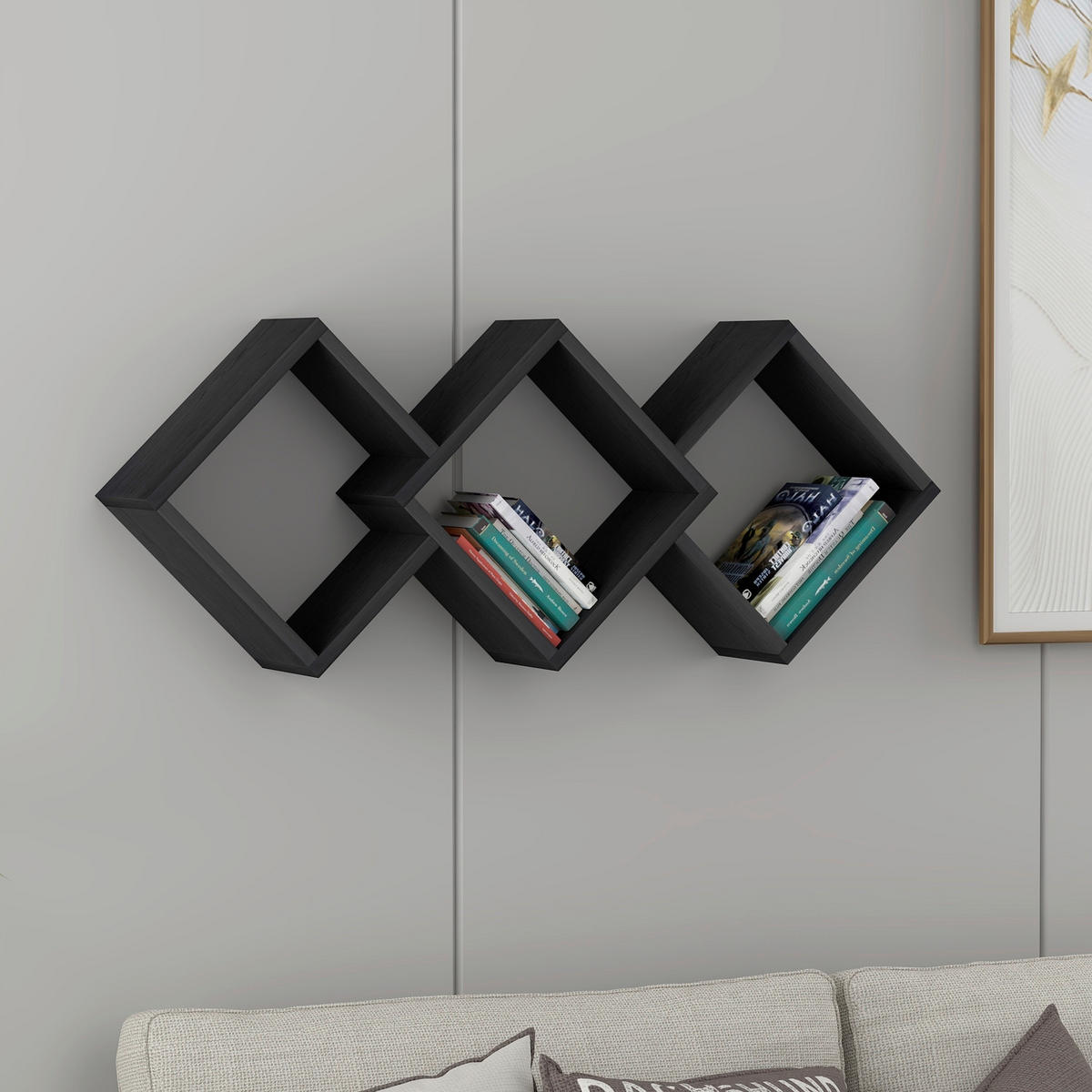 WANDREGAL Schwarz  - Schwarz, Design, Holzwerkstoff (102/42/20cm) - Livetastic