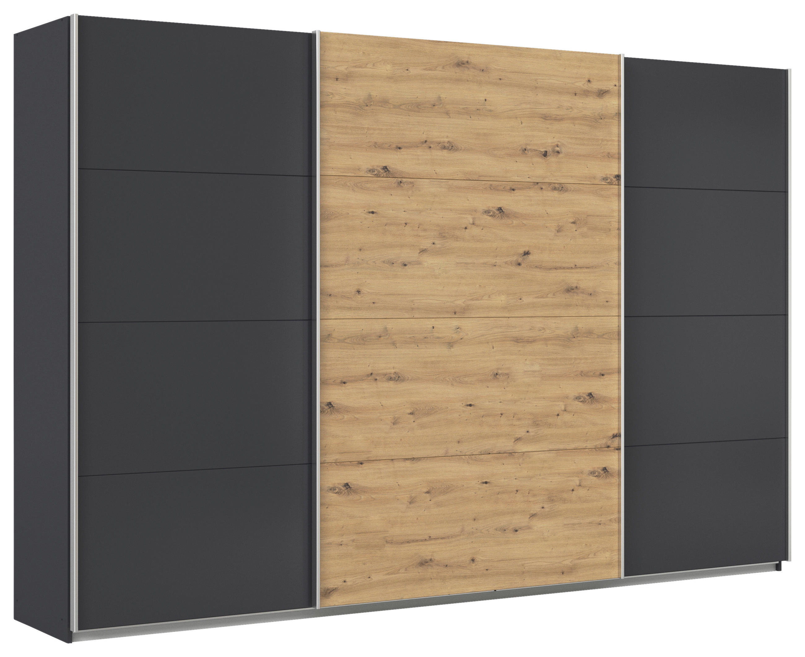 Schwebetürenschrank B: 315cm Feldkirch Grau/Eiche Dekor