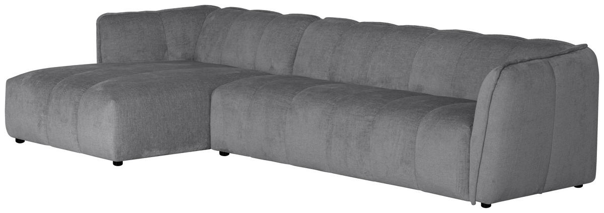 ECKSOFA LIVOLI in Chenille Hellgrau  160/306 cm  - Hellgrau/Schwarz, Design, Textil (160/306cm) - MID.YOU