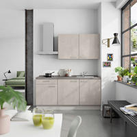 KÜCHENLEERBLOCK Riva 180 cm  in Grau, Schieferfarben, Hellgrau  - Schieferfarben/Edelstahlfarben, MODERN, Holzwerkstoff/Metall (180cm) - Nobilia