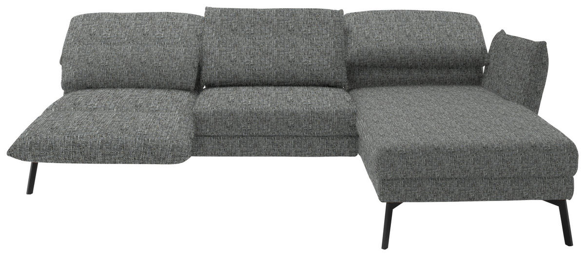 ECKSOFA in Flachgewebe Grau  277/175 cm  - Schwarz/Grau, Design, Textil/Metall (277/175cm) - Schöner Wohnen