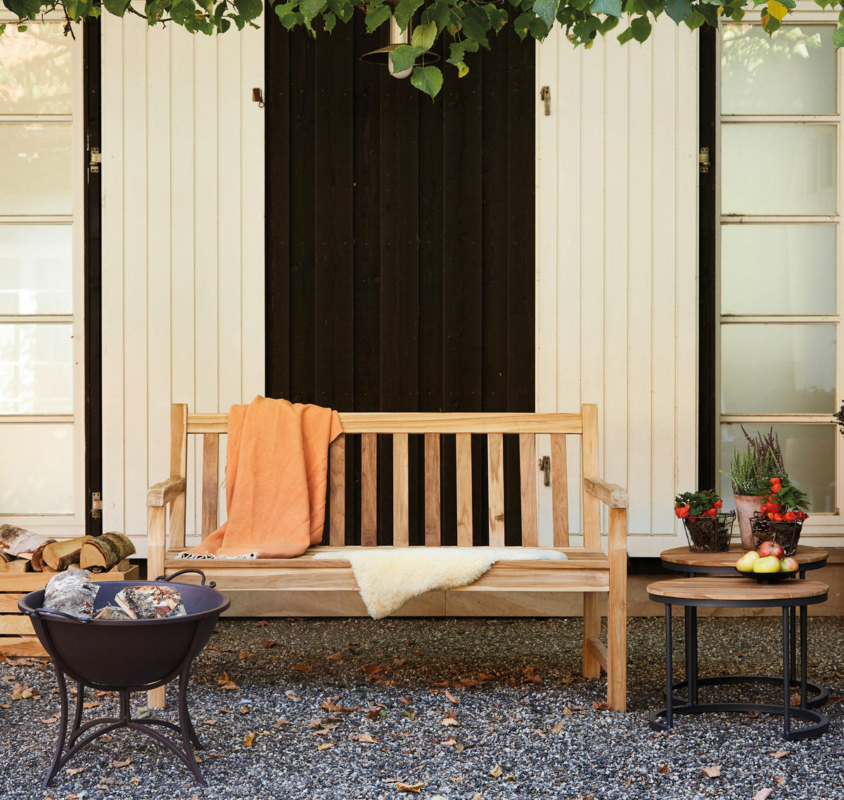 GARTENBEISTELLTISCH 50/50/40 cm  - Anthrazit/Teakfarben, MODERN, Holz/Metall (50/50/40cm) - Siena Garden