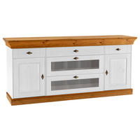 SIDEBOARD  185/85/45 cm 5 Schublade(n)  - Bernsteinfarben/Weiß, ROMANTIK / LANDHAUS, Glas/Holz (185/85/45cm) - Boxxx