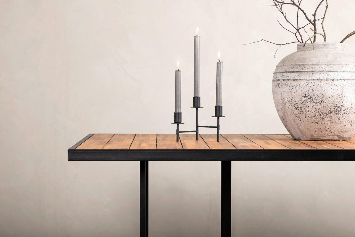 GARTENTISCH 200/100/75 cm Holz, Metall rechteckig  - Schwarz/Akaziefarben, MODERN, Holz/Metall (200/100/75cm) - Gardenson