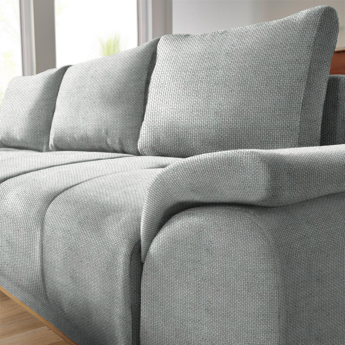 ECKSOFA in Struktur Grau  - Schwarz/Grau, Modern, Textil/Metall (168/262cm) - home24
