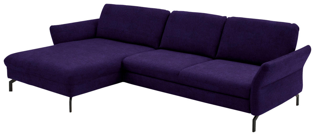 ECKSOFA Beldomo System in Velours Violett  179/306 cm  - Violett/Schwarz, Design, Textil/Metall (179/306cm) - Beldomo System