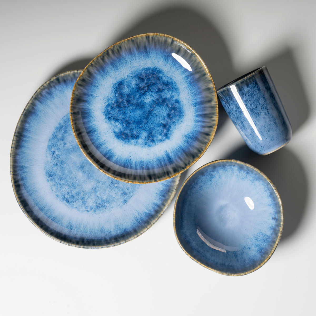 DESSERTTELLERSET Blau 4-teilig WILDE SCHLUCHT  - Blau, Basics, Keramik (22/2,5cm) - Gipfelstück