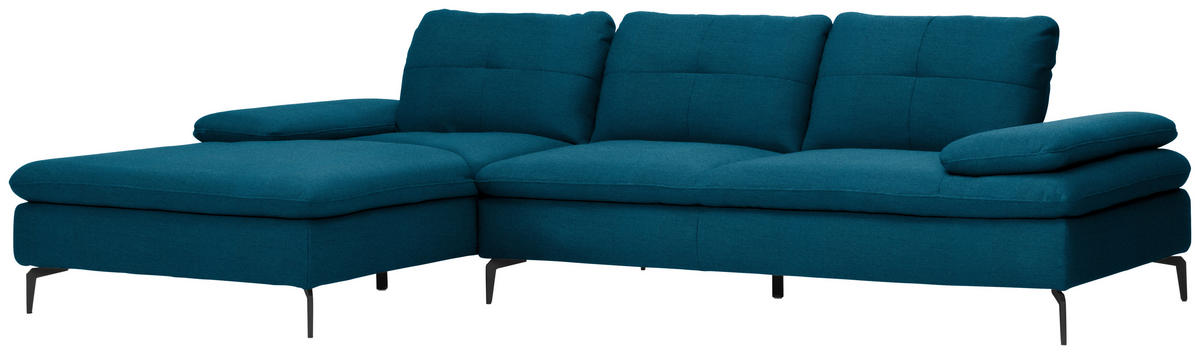 ECKSOFA in Webstoff Dunkelblau  179/301 cm  - Schwarz/Dunkelblau, Design, Textil/Metall (179/301cm) - Chilliano