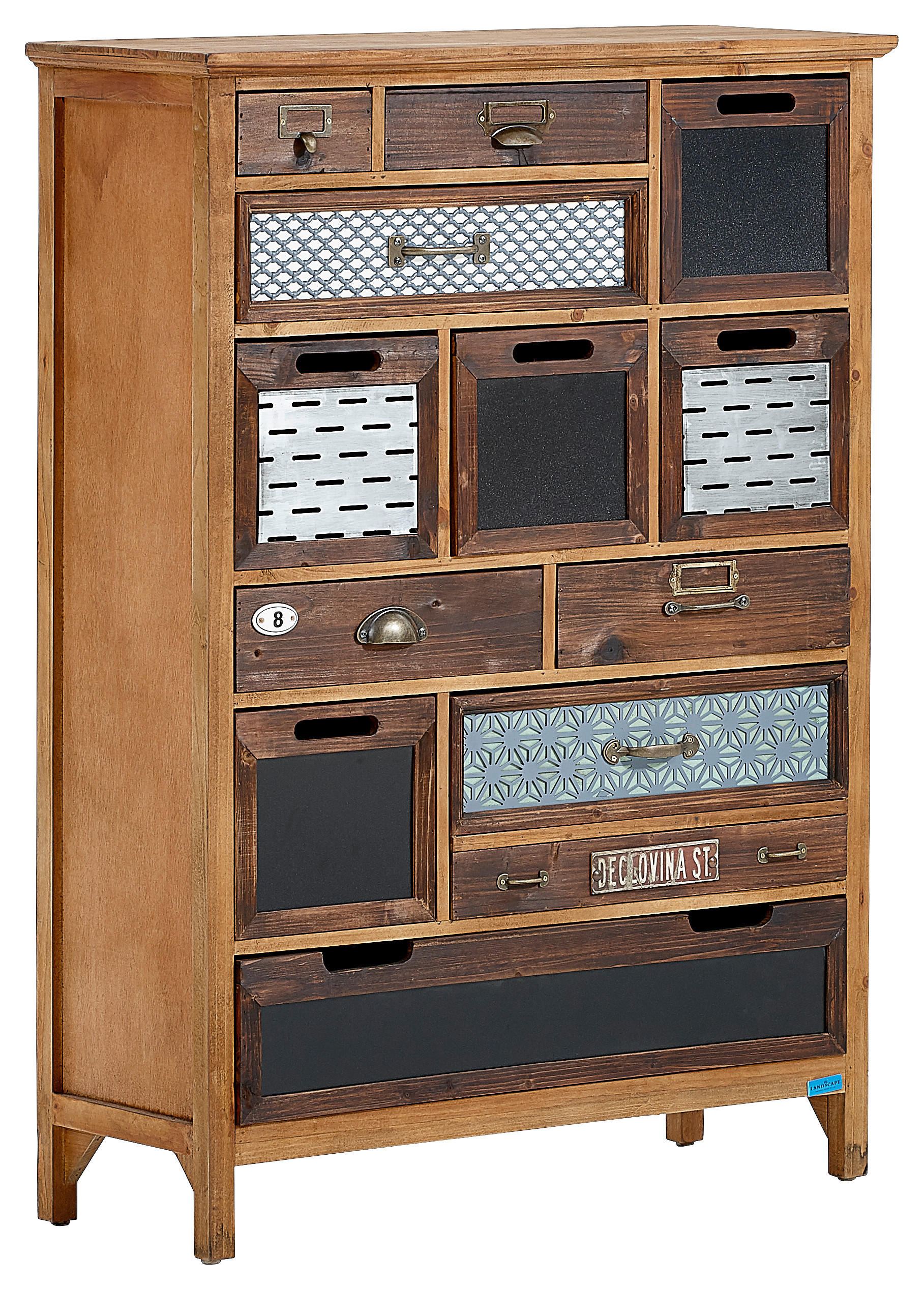 KOMMODE Kiefer massiv Multicolor - Multicolor/Braun, Trend, Holz/Keramik (80/113/32cm) - Landscape