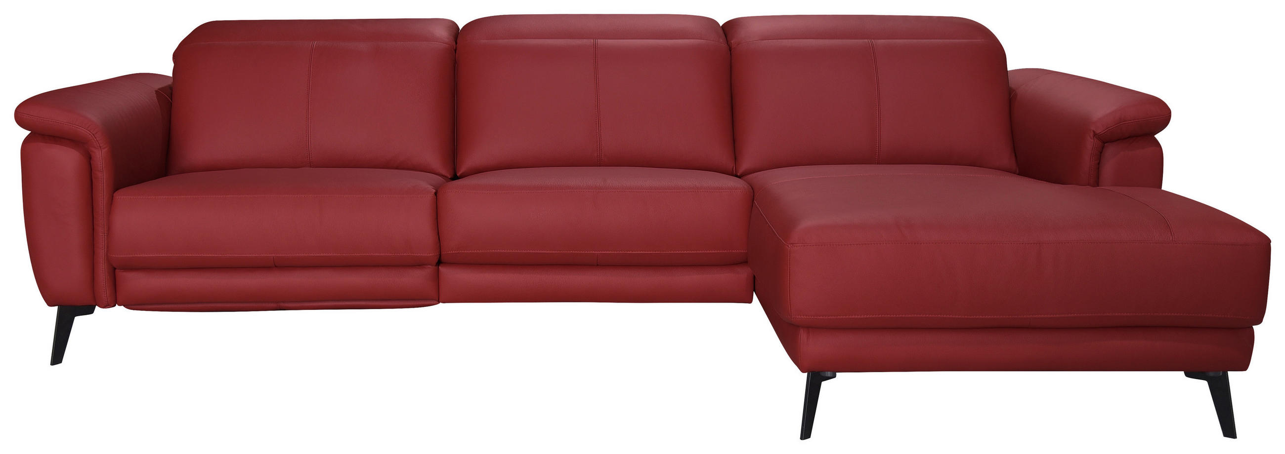 ECKSOFA Rot Echtleder  - Rot/Schwarz, MODERN, Leder/Holz (276/174cm) - Livetastic