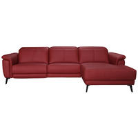 ECKSOFA Rot Echtleder  - Rot/Schwarz, MODERN, Leder/Holz (276/174cm) - Livetastic