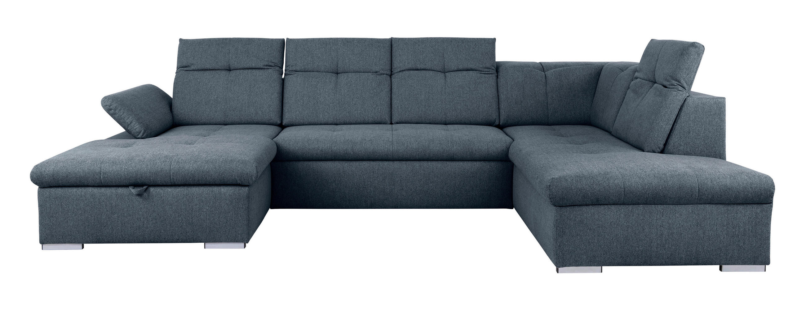 WOHNLANDSCHAFT Dunkelblau  - Dunkelblau/Grau, Design, Textil/Metall (173/328/215cm) - MID.YOU