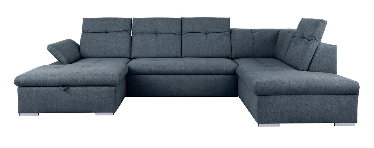 WOHNLANDSCHAFT Dunkelblau  - Dunkelblau/Grau, Design, Textil/Metall (173/328/215cm) - MID.YOU