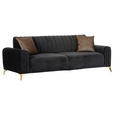 BIGSOFA in Samt Schwarz  - Goldfarben/Schwarz, Trend, Textil/Metall (235/90/100cm) - Carryhome