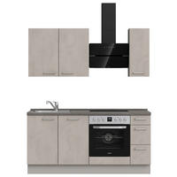 KÜCHENBLOCK 180 cm   in Grau, Schieferfarben  - Schieferfarben/Edelstahlfarben, MODERN, Holzwerkstoff/Metall (180cm) - Nobilia