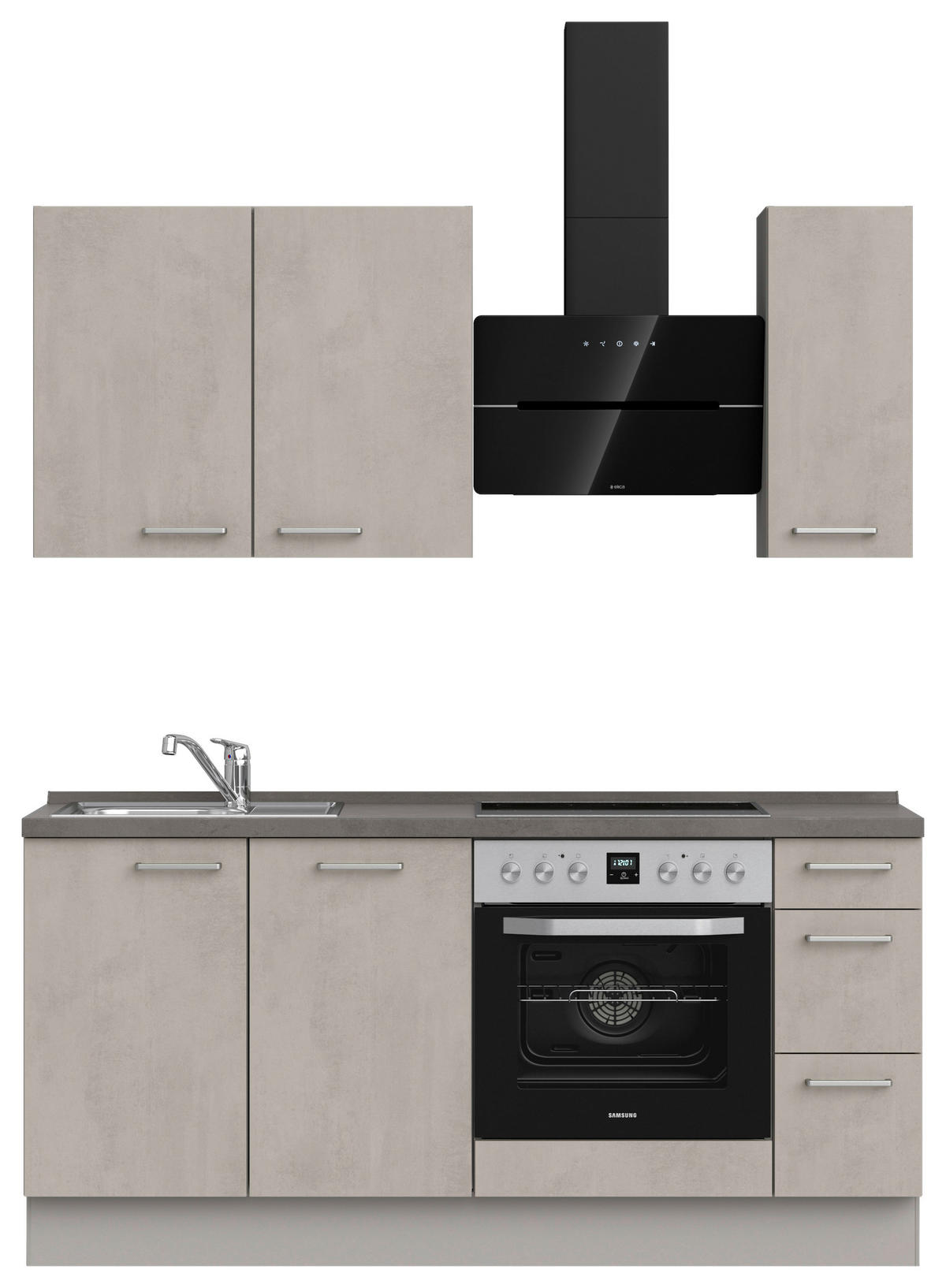 KÜCHENBLOCK 180 cm   in Grau, Schieferfarben  - Schieferfarben/Edelstahlfarben, MODERN, Holzwerkstoff/Metall (180cm) - Nobilia